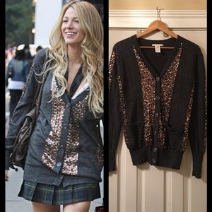 Nanette Lepore Symphony sequin gray cardigan